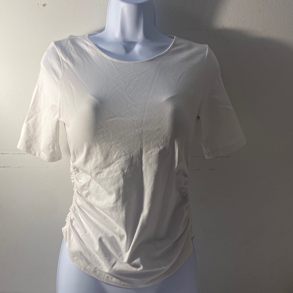 H&M Cream Short Sleeve Top with Side Ruching